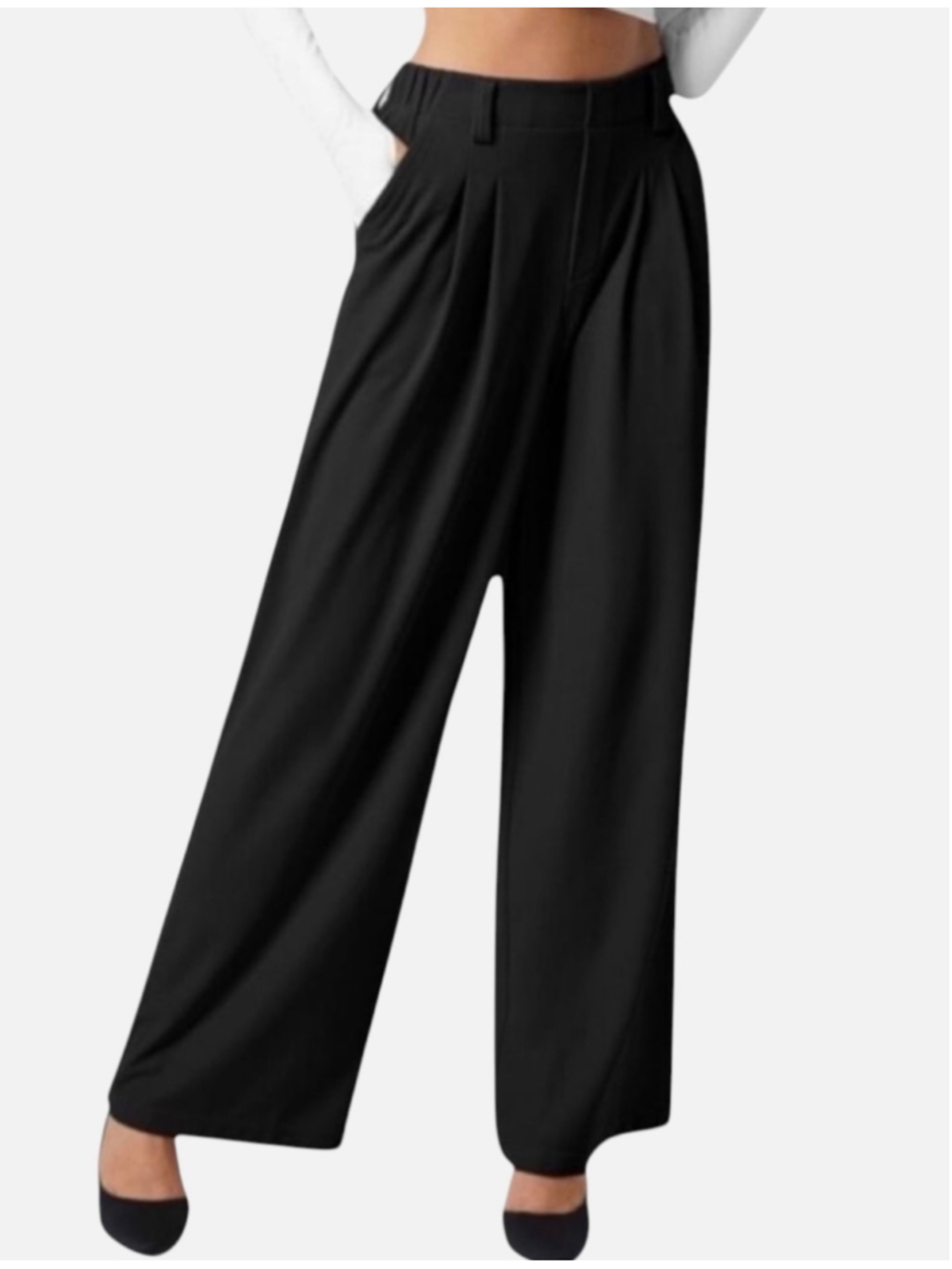Size S (Petite) Halara High Waisted Plicated Side Pocket Wide Leg Waffle Pants